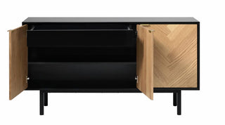 Calvi Sideboard - Natural Oak + Black MDF