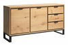 Livorno Sideboard w. 160cm - Natural Brushed Oak/Oak Veneer  - Black Legs