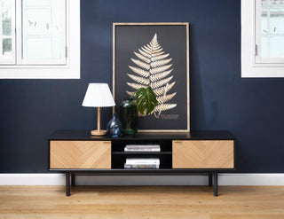 Calvi TV Entertainment Unit - Natural Oak + Black MDF