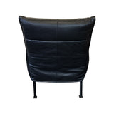 Hugo Steel Chair - NZ Made - NZ Tasman Settler Black Leather - back