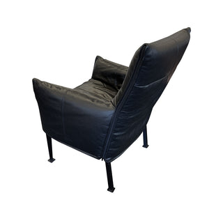 Hugo Steel Chair - NZ Made - NZ Tasman Settler Black Leather