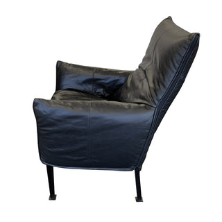 Hugo Steel Chair - NZ Made - NZ Tasman Settler Black Leather