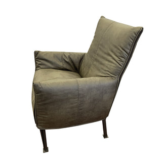 Hugo Steel Chair in dark green fabric