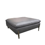 Mallory Square Leather Ottoman - Charcoal Leather