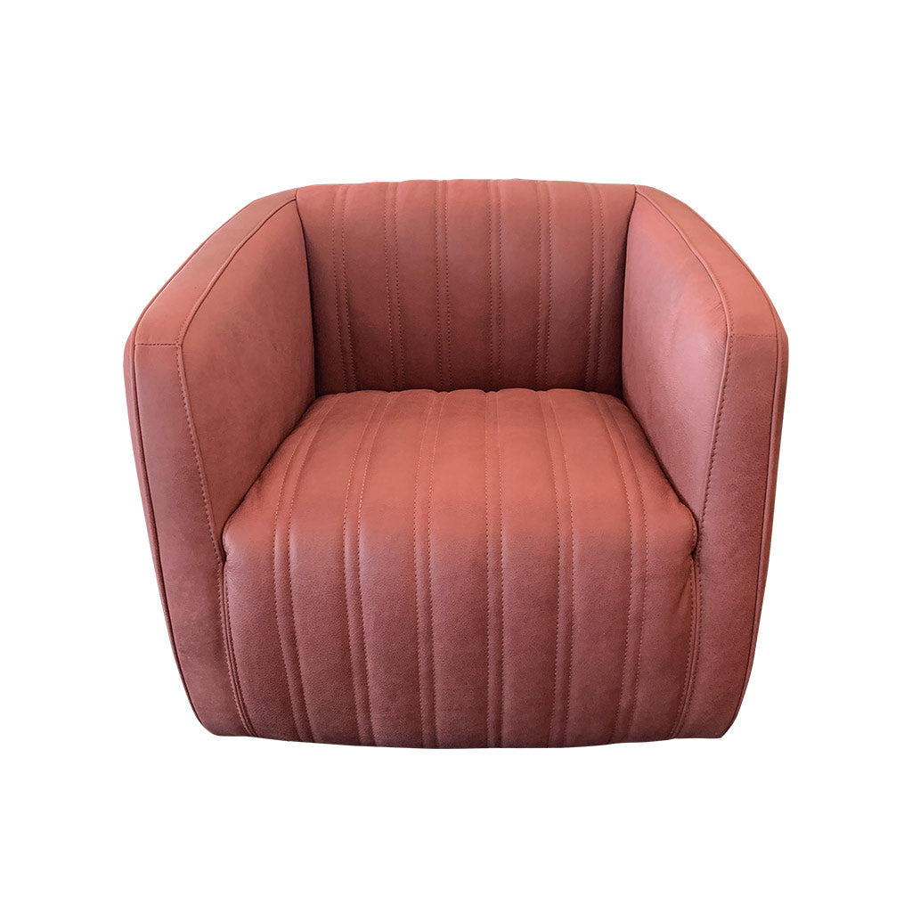 Marvi red leather swivel occasional chair