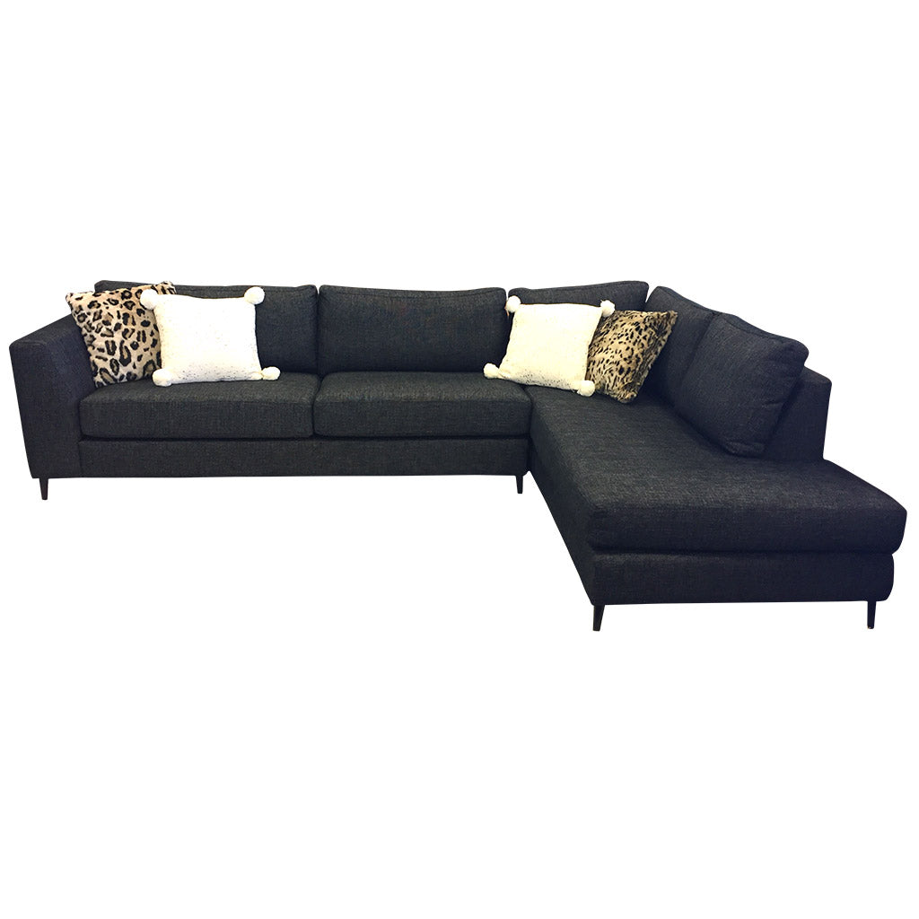 Picasso corner sofa with chaise - Jake Charcoal fabric