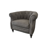 Prince grey leather rolled arm chair