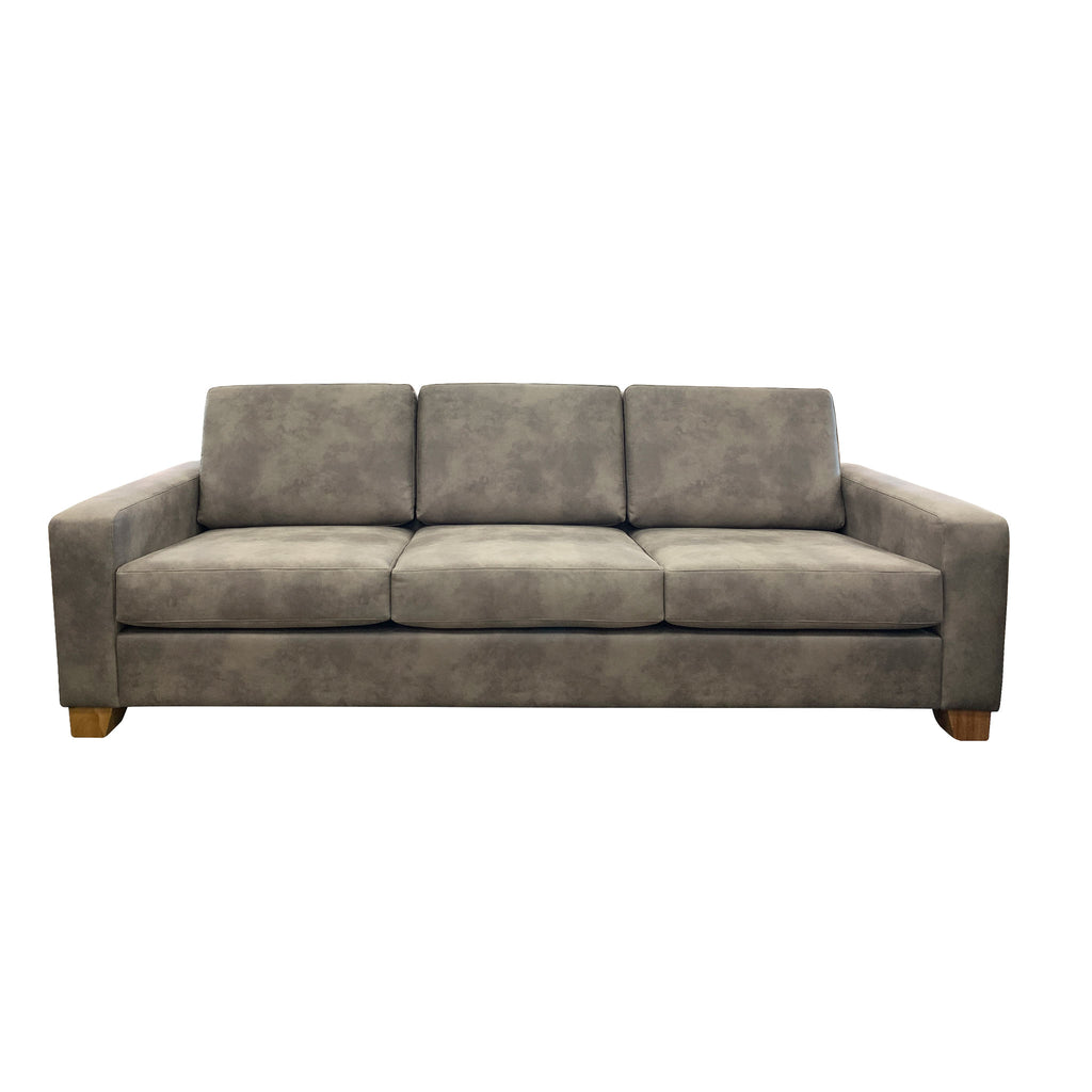 Stevo 3.5 seater NZ made sofa in mid-grey Eastwood Dove fabric.