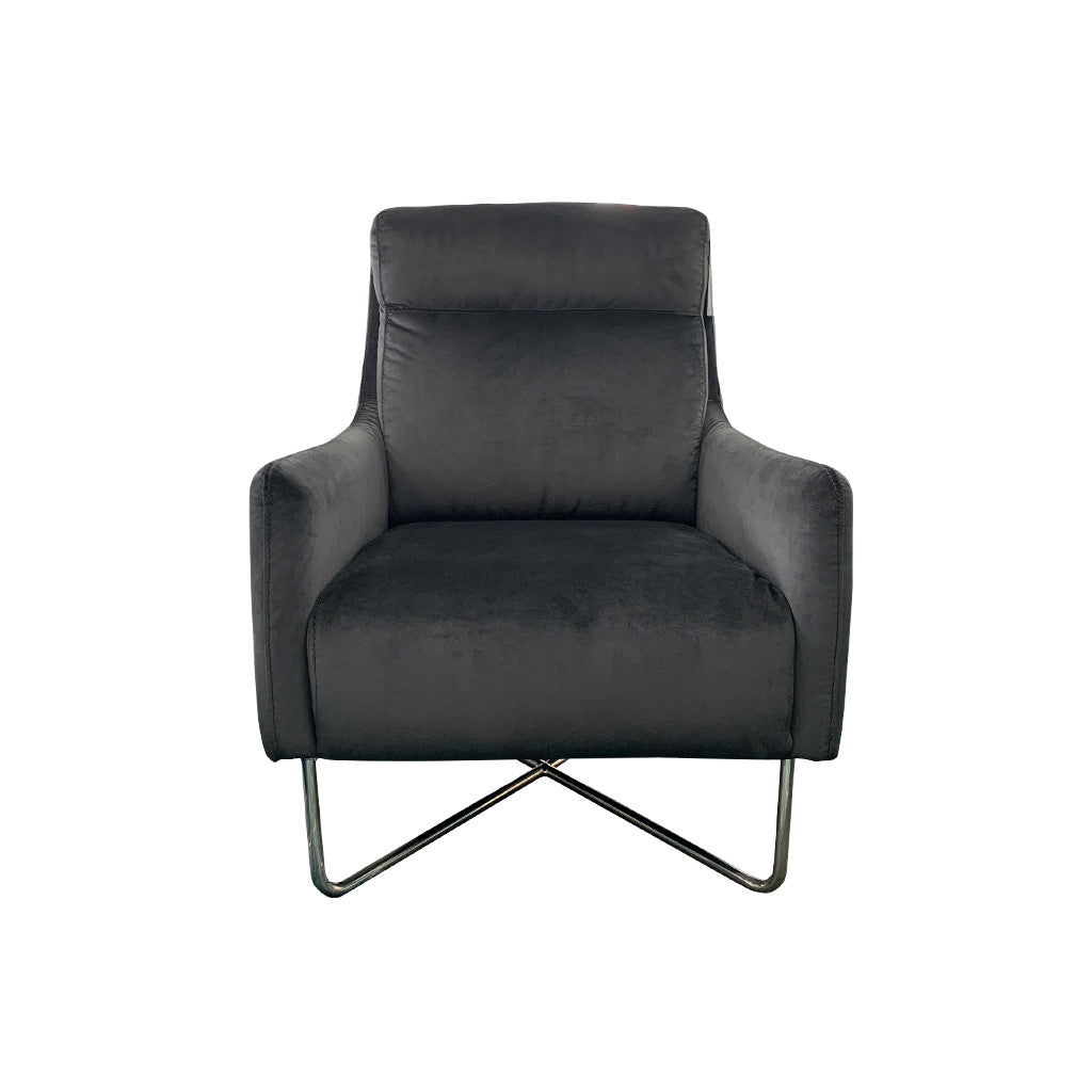 Trento occasional chair in black velvet fabric