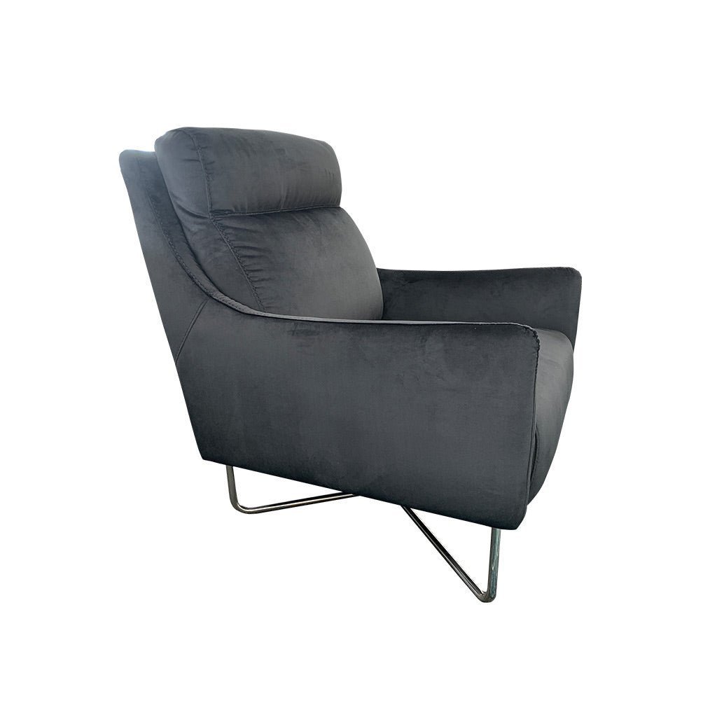 Trento occasional chair in black velvet fabric