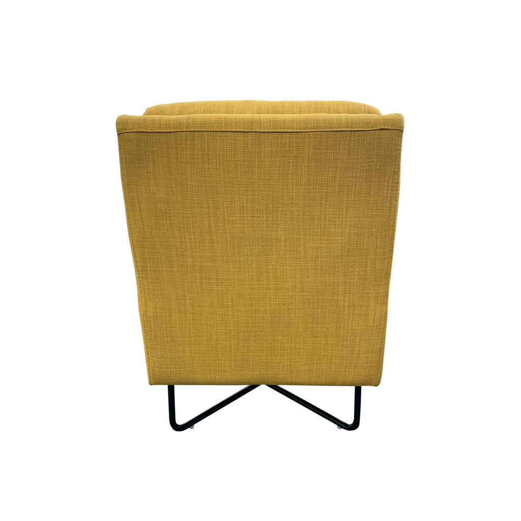 Back view of Trento occasional chair in mustard