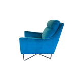 Teal velvet fabric occasional chair with chrome legs