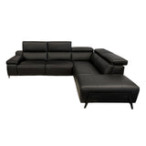 Valley black corner leather sofa with chaise